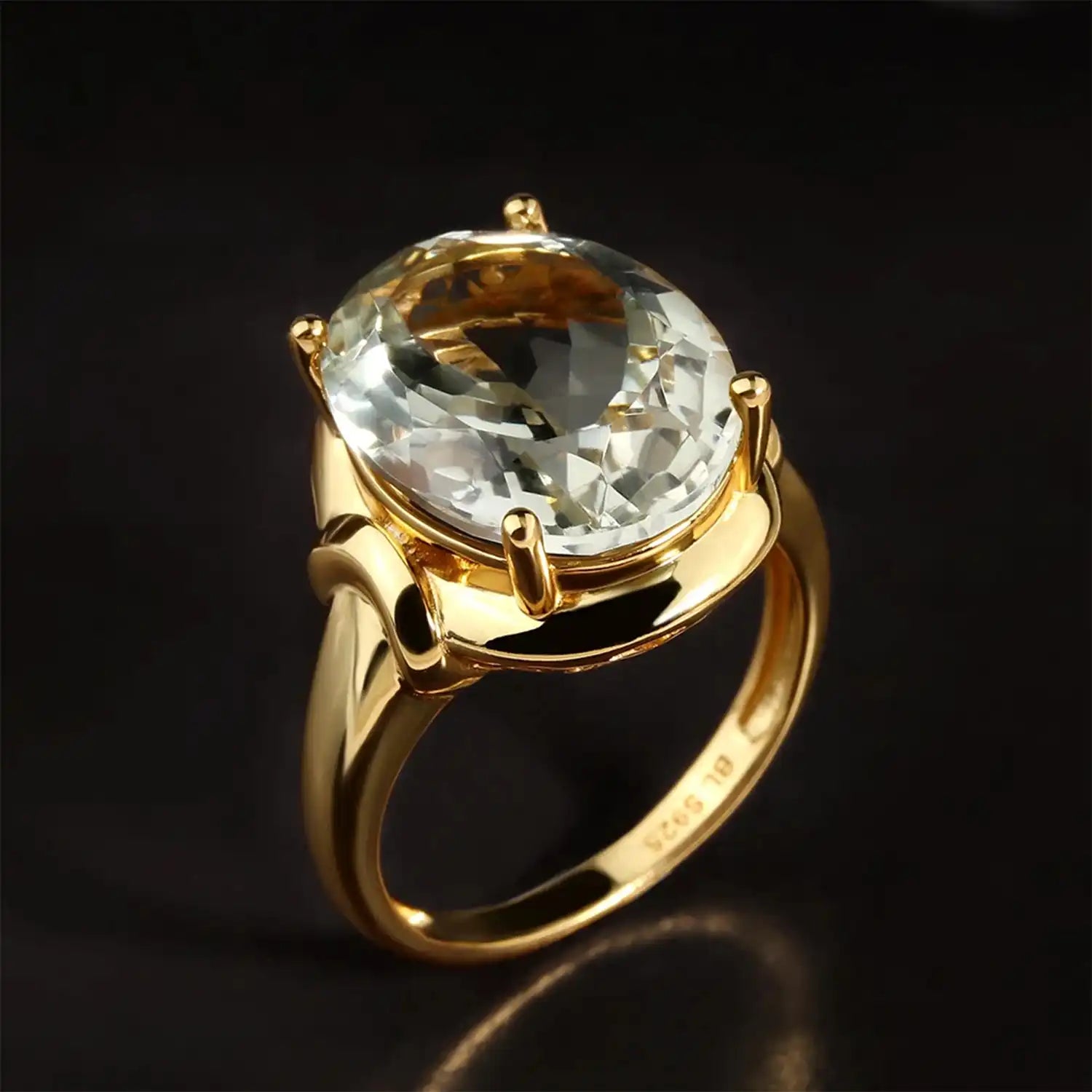 Natural Green Amethyst 12*16mm Sterling Silver Ring